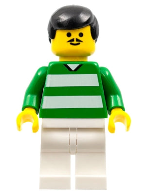 Preowned LEGO® Minifigure – Sports soc149 Soccer Player Green and White Team w/Number 4 on