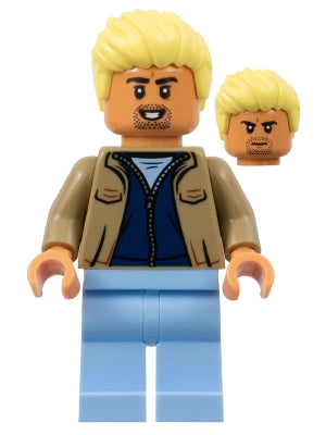 Preowned LEGO® Minifigure – Sports soc164 Soccer Spectator Layered Dark Tan and Dark Blue J