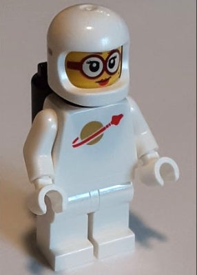 Preowned LEGO® Minifigure – Space sp144 Classic Space - White with Black Air Tanks, Female, Glasses