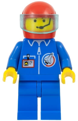 Preowned LEGO® Minifigure – Town splc005 Launch Command Crew Red Helmet Trans-Light Blue Vi