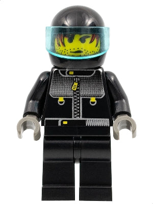 Preowned LEGO® Minifigure – Studios stu008 Male Actor 3 Driver Black Helmet Trans-Light Blu