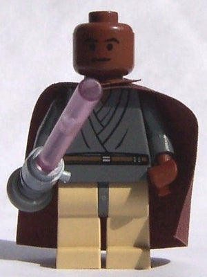 Preowned LEGO® Minifigure – Star Wars sw0133 Mace Windu Trans-Light Purple Light-Up Lightsa