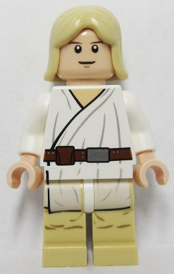 Preowned LEGO® Minifigure – Star Wars sw0273 Luke Skywalker Light Nougat Long Hair White Tu