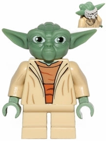 Preowned LEGO® Minifigure – Star Wars sw0446a Yoda Clone Wars Light Bluish Gray Hair Torso
