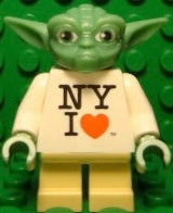 Preowned LEGO® Minifigure – Star Wars sw0465 Yoda NY I Heart Torso Light Bluish Gray Hair (