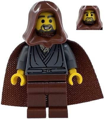 Preowned LEGO® Minifigure – Star Wars sw1379 Jedi Bob - Dark Bluish Gray Tunic, Reddish Brown Hood and Cape