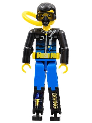 Preowned LEGO® Minifigure – Technic tech002as Technic Figure Blue Legs Black Top w/Zippered
