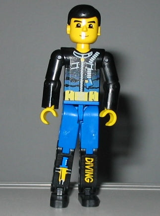 Preowned LEGO® Minifigure – Technic tech002s Technic Figure Blue Legs Black Top w/Zippered