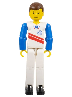 Preowned LEGO® Minifigure – Technic tech003 Technic Figure White Legs White Top w/Red Strip