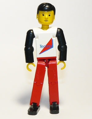 Preowned LEGO® Minifigure – Technic tech004 Technic Figure Red Legs White Top w/Red Triangl