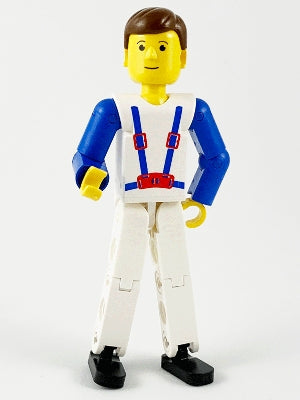 Preowned LEGO® Minifigure – Technic tech006 Technic Figure White Legs White Top w/Blue Susp