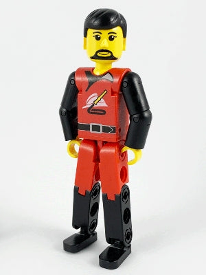Preowned LEGO® Minifigure – Technic tech008 Technic Figure Red/Black Legs Red Top Black Hai
