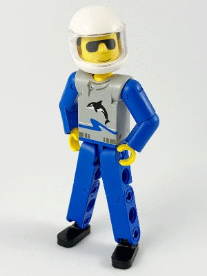Preowned LEGO® Minifigure – Technic tech021b Technic Figure Blue Legs Light Gray Top w/Orca