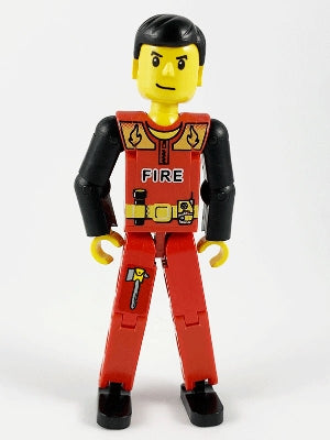 Preowned LEGO® Minifigure – Technic tech023s Technic Figure Red Legs Red Top w/Black FIRE B