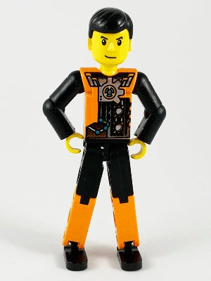 Preowned LEGO® Minifigure – Technic tech027 Technic Figure Orange/Black Legs Orange Torso w