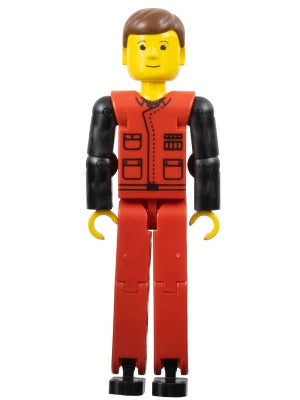 Preowned LEGO® Minifigure – Technic tech028 Technic Figure Red Legs Red Top w/Black Pattern