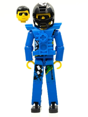 Preowned LEGO® Minifigure – Technic tech033as Technic Figure Blue Legs Blue Top w/Chest Pla
