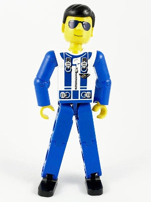 Preowned LEGO® Minifigure – Technic tech038 Technic Figure Blue Legs White Top w/Zipper and