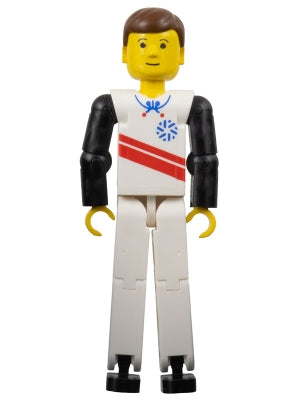 Preowned LEGO® Minifigure – Technic tech039 Technic Figure White Legs White Top w/Red Strip