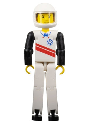 Preowned LEGO® Minifigure – Technic tech039a Technic Figure White Legs White Top w/Red Stri