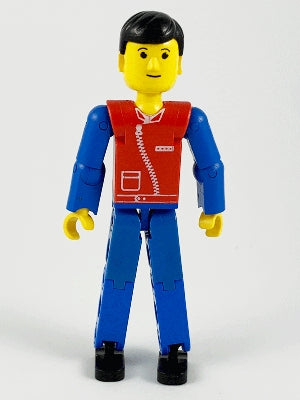 Preowned LEGO® Minifigure – Technic tech040 Technic Figure Blue Legs Red Top w/Zipper Blue
