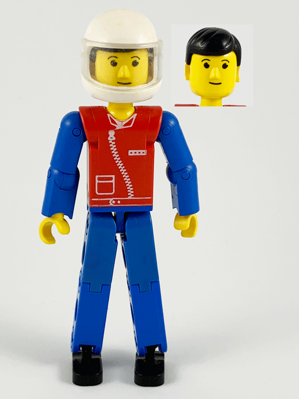 Preowned LEGO® Minifigure – Technic tech040a Technic Figure Blue Legs Red Top w/Zipper Blue