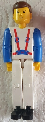Preowned LEGO® Minifigure – Technic tech041 Technic Figure White Legs White Torso w/Red Har