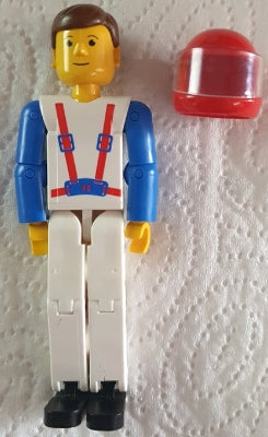 Preowned LEGO® Minifigure – Technic tech041a Technic Figure White Legs White Torso w/Red Ha