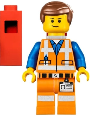 Preowned LEGO® Minifigure – The LEGO Movie tlm018 Emmet Lopsided Closed Mouth Smile w/Piece