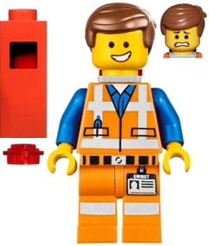 Preowned LEGO® Minifigure – The LEGO Movie tlm026 Emmet Wide Smile w/Piece of Resistance an