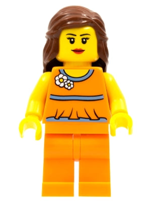 Preowned LEGO® Minifigure – LEGO® Brand tls054 Store Female Orange Halter Top Overland Park