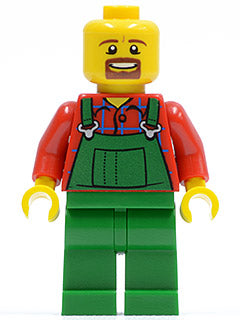 Preowned LEGO® Minifigure – LEGO® Brand tls082 Store Male Overalls Farmer Green Brown Moust