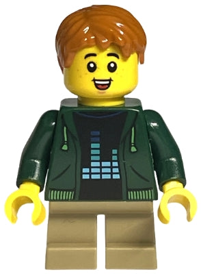 Preowned LEGO® Minifigure – LEGO® Brand tls112 Child Boy Dark Green Hoodie Dark Tan Short L