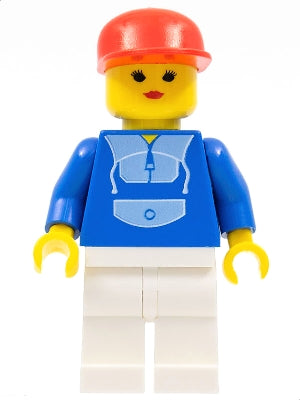 Preowned LEGO® Minifigure – Town trn016 Jogging Suit White Legs Red Cap