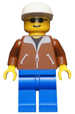 Preowned LEGO® Minifigure – Town trn022 Jacket Brown Blue Legs White Cap