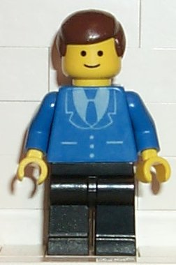 LEGO® Minifigure Town trn028 Suit w/3 Buttons Blue Black Legs Brown Male Hair