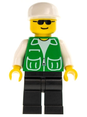 Preowned LEGO® Minifigure – Town trn030 Jacket Green w/2 Large Pockets Black Legs White Cap