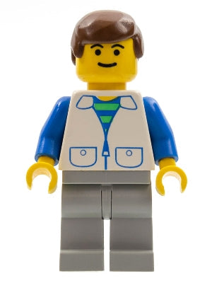 Preowned LEGO® Minifigure – Town trn033 Suit w/2 Pockets White Light Gray Legs Brown Male H