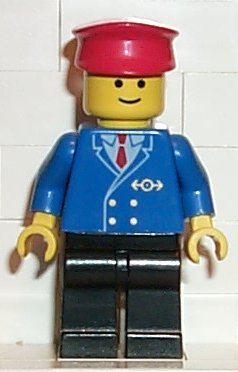 Preowned LEGO® Minifigure – Train trn045 Railway Employee 1 Black Legs