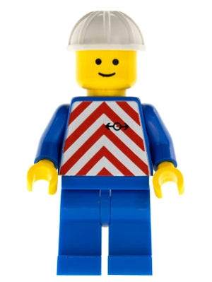 Preowned LEGO® Minifigure – Train trn051 Red & White Stripes Blue Legs White Construction H