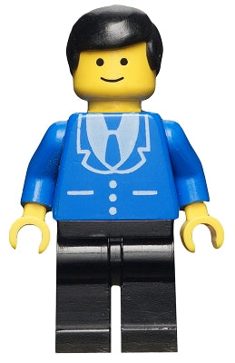 Preowned LEGO® Minifigure – Town trn069 Suit w/3 Buttons Blue Black Legs Black Male Hair