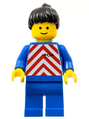 LEGO® Minifigure Train trn071 Red & White Stripes Blue Legs Black Ponytail Hair