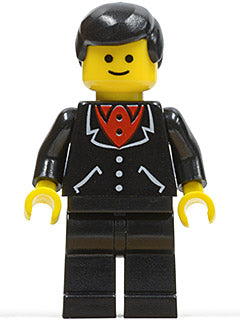 Preowned LEGO® Minifigure – Town trn083 Suit w/3 Buttons Black Black Legs Black Male Hair