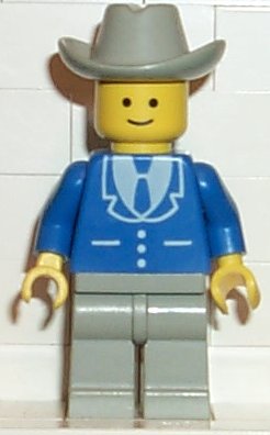 Preowned LEGO® Minifigure – Town trn084 Suit w/3 Buttons Blue Light Gray Legs Light Gray Co