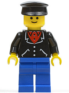 Preowned LEGO® Minifigure – Town trn088 Suit w/3 Buttons Black Blue Legs Black Hat