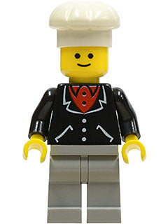 Preowned LEGO® Minifigure – Town trn091 Suit w/3 Buttons Black Light Gray Legs White Chef H