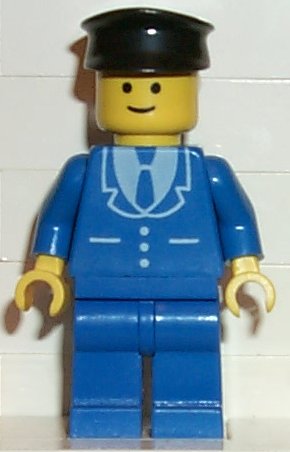 Preowned LEGO® Minifigure – Town trn093 Suit w/3 Buttons Blue Blue Legs Black Hat