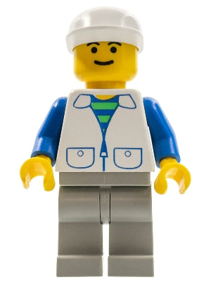 Preowned LEGO® Minifigure – Town trn112 Suit w/2 Pockets White Light Gray Legs White Cap