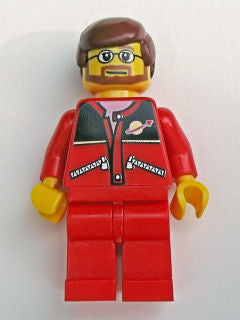 Preowned LEGO® Minifigure – Town trn126 Red Jacket w/Zipper Pockets and Classic Space Logo