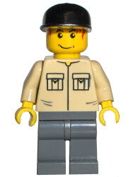 Preowned LEGO® Minifigure – Town trn127 Shirt w/2 Pockets No Collar Dark Bluish Gray Legs B